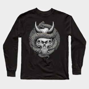 THE SKULL AND SNAKE BW Long Sleeve T-Shirt